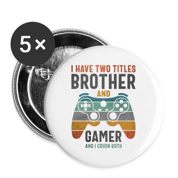 Funny Gamer Design for Boys, Girls, and Gaming Fan - Buttons large 2.2''/56 mm (5-pack) - white - Front