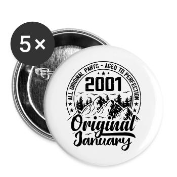 2001 January Original 23 Year Anniversary Gift - Buttons large 2.2''/56 mm (5-pack) - white - Front
