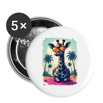 Niedliche Giraffe für Kinder für Kinder - Buttons groß 56 mm (5er Pack) - Weiß - Vorne