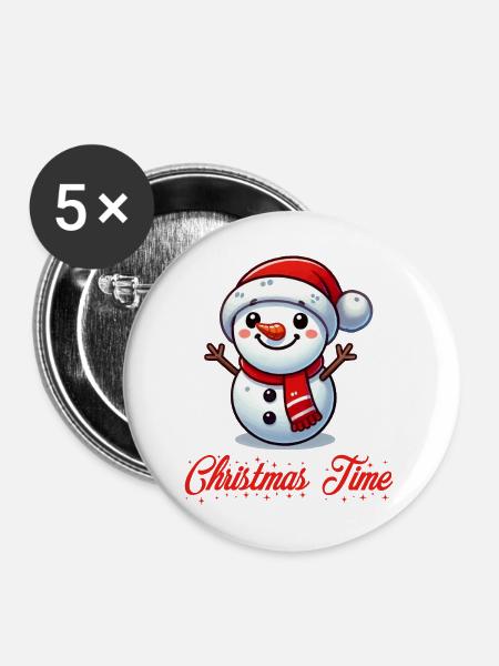 snowman christmas - Buttons groß 56 mm (5er Pack) - Weiß