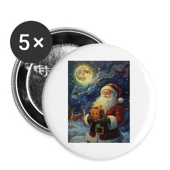 Weihnachtsmann Frauen Männer Kinder Weihnachten - Buttons groß 56 mm (5er Pack) - Weiß - Vorne