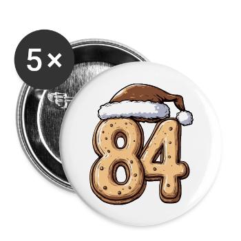 Biscuit de Noël à 84 chiffres - Lot de 5 grands badges (56 mm) - blanc - Devant