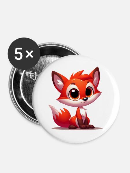Fuchs - Buttons groß 56 mm (5er Pack) - Weiß