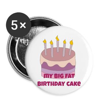 Mon gros gâteau d’anniversaire - Lot de 5 grands badges (56 mm) - blanc - Devant