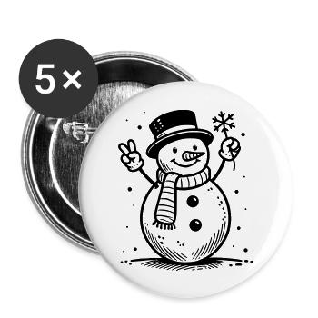 Niedlicher Schneemann - Buttons groß 56 mm (5er Pack) - Weiß - Vorne