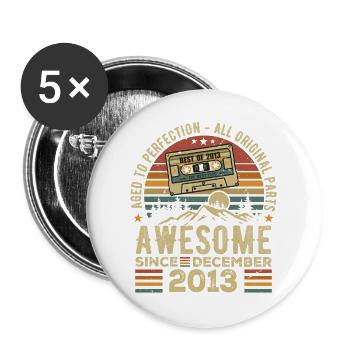 Geburtstag Dezember 2013 | Dezember 2013 Geschenk - Buttons groß 56 mm (5er Pack) - Weiß - Vorne