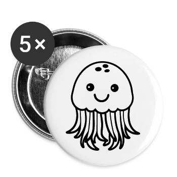 Qualle - Buttons groß 56 mm (5er Pack) - Weiß - Vorne