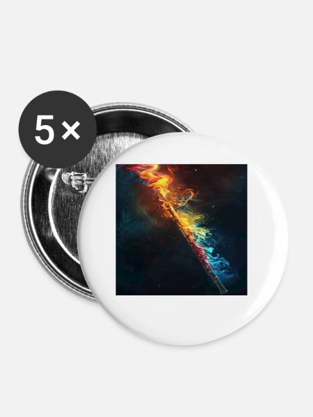 Querflöte - Buttons groß 56 mm (5er Pack) - Weiß