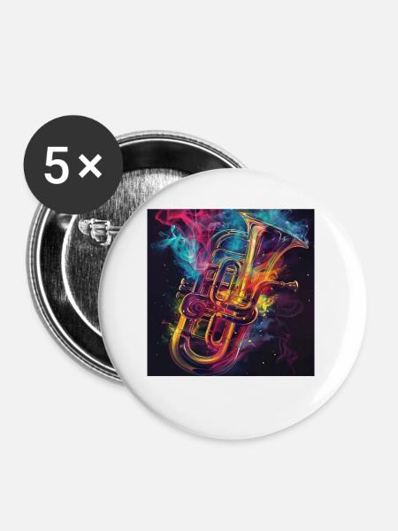 Tuba - Buttons groß 56 mm (5er Pack) - Weiß