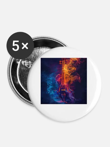 Violine - Buttons groß 56 mm (5er Pack) - Weiß