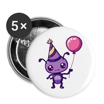Ant Birthday Comic Cute - Buttons large 2.2''/56 mm (5-pack) - white - Front