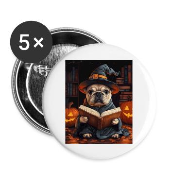 Halloween Cadeau Femmes Chien Hommes Enfants Décoration - Lot de 5 grands badges (56 mm) - blanc - Devant