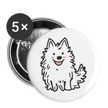 Cute Fluffy Dog - Happy Samoyed Illustration - Buttons large 2.2''/56 mm (5-pack) - white - Front