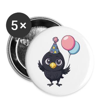 Corbeau Corbeau Anniversaire Bande dessinée Mignon - Lot de 5 grands badges (56 mm) - blanc - Devant