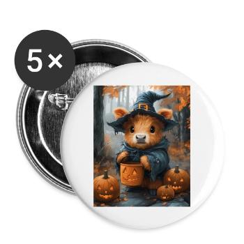Halloween Geschenk Frauen Kuh Männer Kinder Deko - Buttons groß 56 mm (5er Pack) - Weiß - Vorne