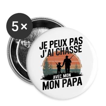 I can't I chase With my daddy - Buttons large 2.2''/56 mm (5-pack) - white - Front