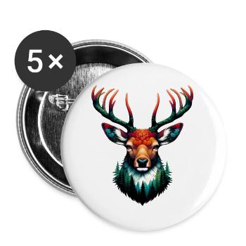 Cerf - Lot de 5 grands badges (56 mm) - blanc - Devant
