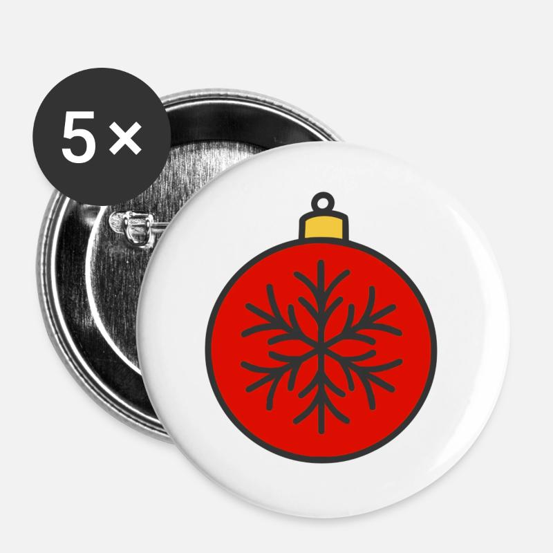 Weihnachtskugel - Buttons groß 56 mm (5er Pack) - Weiß