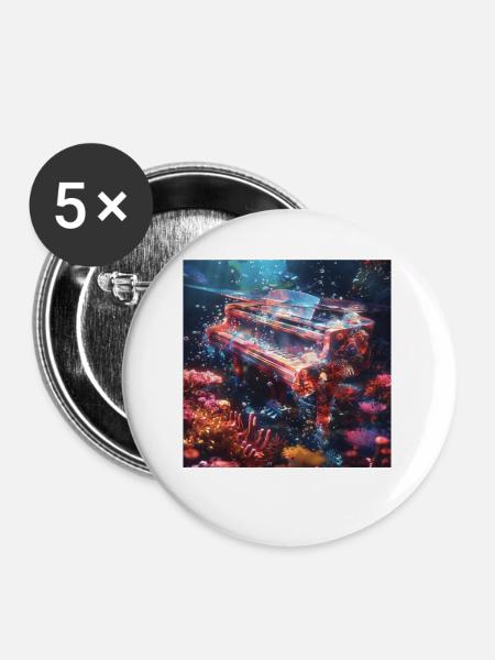 Klavier - Buttons groß 56 mm (5er Pack) - Weiß