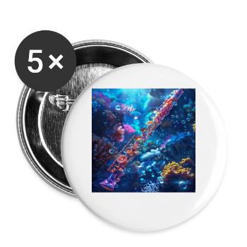 Querflöte - Buttons groß 56 mm (5er Pack) - Weiß - Vorne