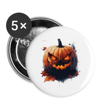 Cadeau d’Halloween Femmes Citrouille Hommes Enfants - Lot de 5 grands badges (56 mm) - blanc - Devant