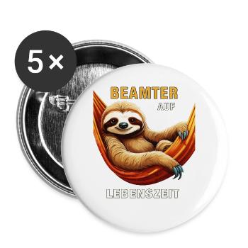 SLOTH CIVIL SERVANT FOR LIFE - Buttons large 2.2''/56 mm (5-pack) - white - Front