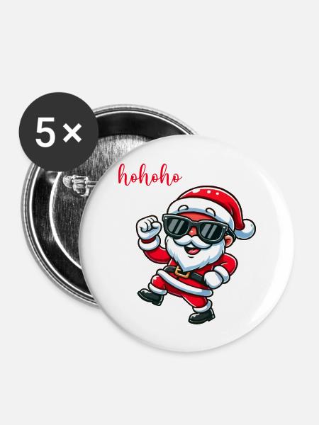 weihnachtsmann hohoho - Buttons groß 56 mm (5er Pack) - Weiß