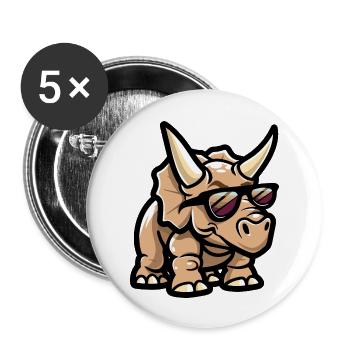 Dinosaurier triceratops Comic Cool - Buttons groß 56 mm (5er Pack) - Weiß - Vorne