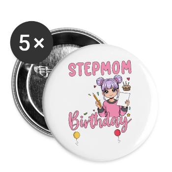 Belle-mère de la fille d’anniversaire - Lot de 5 grands badges (56 mm) - blanc - Devant