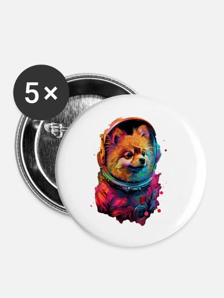 Zwergspitz - Buttons groß 56 mm (5er Pack) - Weiß