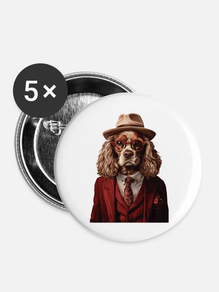 Cocker Spaniel - Buttons groß 56 mm (5er Pack) - Weiß
