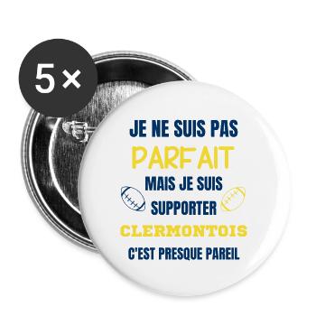 Supporter Clermontois Rugby - Lot de 5 grands badges (56 mm) - blanc - Devant