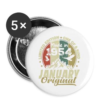 Anniversaire Janvier 1954 - Original Janvier 1954 - Lot de 5 grands badges (56 mm) - blanc - Devant