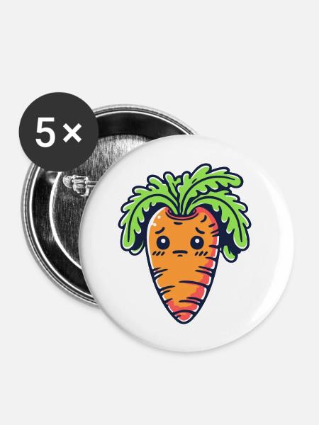 Schüchterne Karotte - Buttons groß 56 mm (5er Pack) - Weiß