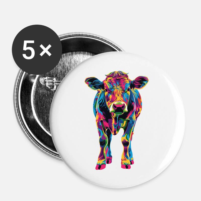 Kuh - Buttons groß 56 mm (5er Pack) - Weiß