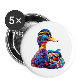 Ente - Buttons groß 56 mm (5er Pack) - Weiß - Vorne