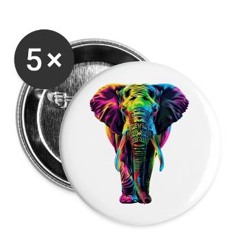 Elefant - Buttons groß 56 mm (5er Pack) - Weiß - Vorne