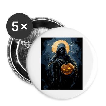 Cadeau d’Halloween Femmes Citrouille Hommes Enfants - Lot de 5 grands badges (56 mm) - blanc - Devant