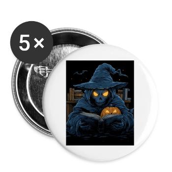 Cadeau d’Halloween Femmes Citrouille Hommes Enfants - Lot de 5 grands badges (56 mm) - blanc - Devant