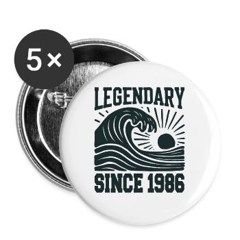 Légendaire depuis 1986 Birthday Wave - Lot de 5 grands badges (56 mm) - blanc - Devant