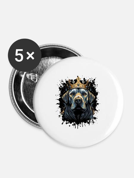 boxer hund tier krone - Buttons groß 56 mm (5er Pack) - Weiß