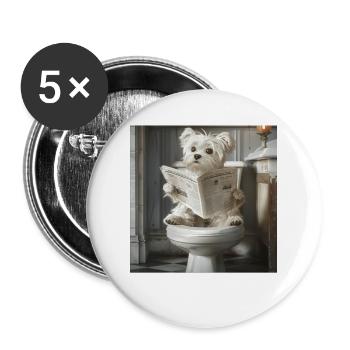 Maltesisch - Buttons groß 56 mm (5er Pack) - Weiß - Vorne