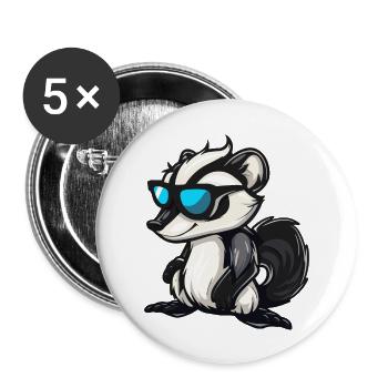 Skunk Comic Cool - Buttons large 2.2''/56 mm (5-pack) - white - Front