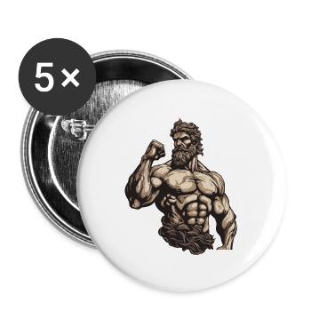 Bodybuilder Fitness Muscles - Lot de 5 grands badges (56 mm) - blanc - Devant