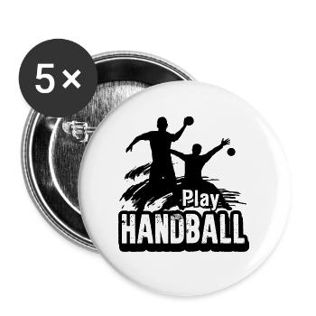Play Handball - Buttons large 2.2''/56 mm (5-pack) - white - Front