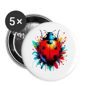 Marienkäfer - Buttons groß 56 mm (5er Pack) - Weiß - Vorne