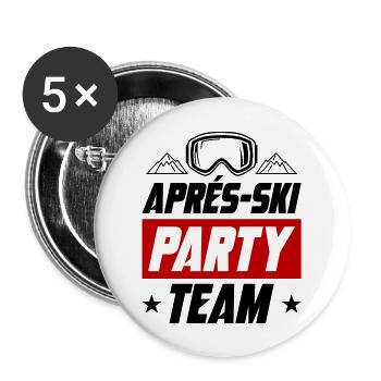 Apres Ski Party Team - Buttons groß 56 mm (5er Pack) - Weiß - Vorne