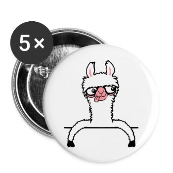 Llama Nerd Geek Horn-Rimmed Glasses Smart Funny Grimace - Buttons large 2.2''/56 mm (5-pack) - white - Front