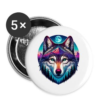 Wolf - Buttons large 2.2''/56 mm (5-pack) - white - Front