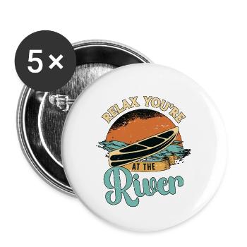 Canoë Se détendre Vous êtes à la rivière Aime pagayer - Lot de 5 grands badges (56 mm) - blanc - Devant